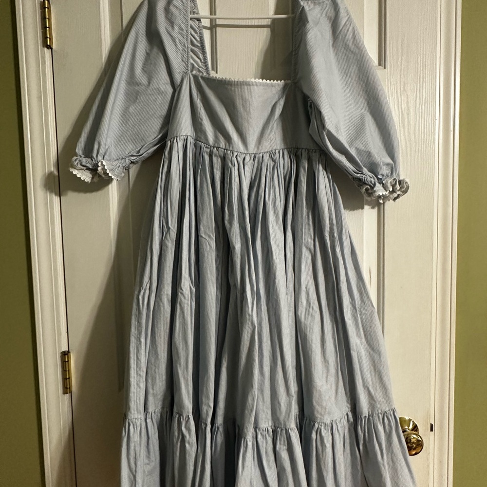 Selkie Light Blue Puff-Sleeve Dress